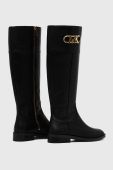 Шкіряні чоботи MICHAEL Michael Kors Parker жіночі колір чорний на плоскому ходу