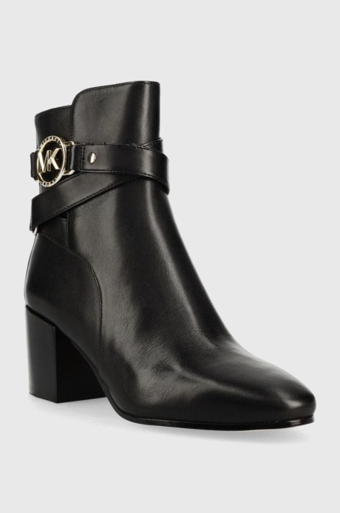 Шкіряні черевики MICHAEL Michael Kors Rory жіночі колір чорний каблук блок фото 2