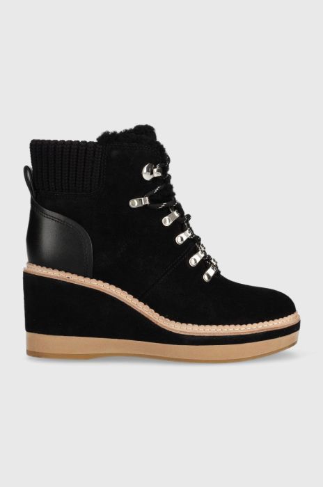 Замшеві черевики Kate Spade Willow жіночі колір чорний на танкетці Замшеві черевики Kate Spade Willow жіночі колір чорний на танкетці