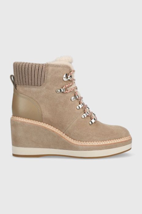 Шкіряні черевики Kate Spade Willow жіночі колір коричневий на танкетці Шкіряні черевики Kate Spade Willow жіночі колір коричневий на танкетці