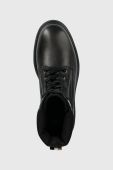 Шкіряні черевики BOSS Jacob жіночі колір чорний на плоскому ходу