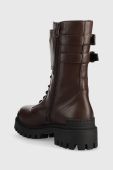 Шкіряні черевики Pinko Cumino жіночі колір коричневий на платформі