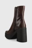 Шкіряні черевики Pinko Coriandolo жіночі колір коричневий каблук блок