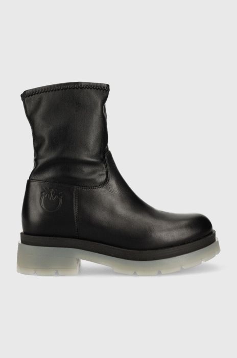 Шкіряні черевики Pinko Prezzemolo жіночі колір чорний на платформі Шкіряні черевики Pinko Prezzemolo жіночі колір чорний на платформі