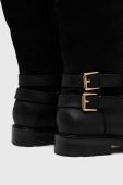 Шкіряні чоботи Lauren Ralph Lauren Burncalf Emelie жіночі колір чорний на плоскому ходу 802875299001