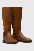 Шкіряні чоботи Lauren Ralph Lauren Burncalf Emelie жіночі колір коричневий на плоскому ходу 802875299002