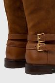 Шкіряні чоботи Lauren Ralph Lauren Burncalf Emelie жіночі колір коричневий на плоскому ходу 802875299002