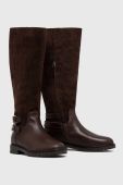 Замшеві чоботи Lauren Ralph Lauren Burncalf Emelie жіночі колір коричневий на плоскому ходу 802875299003