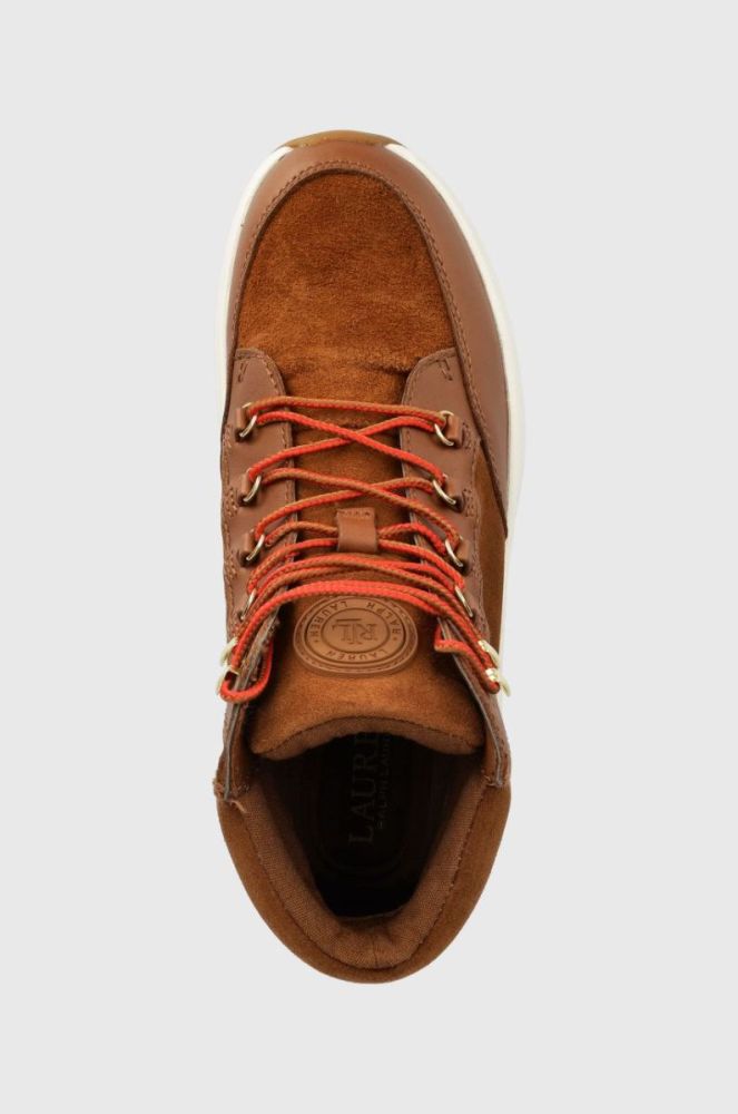 Шкіряні черевики Lauren Ralph Lauren Wpsuede Rylee жіночі колір коричневий на плоскому ходу 802875308001 фото 4