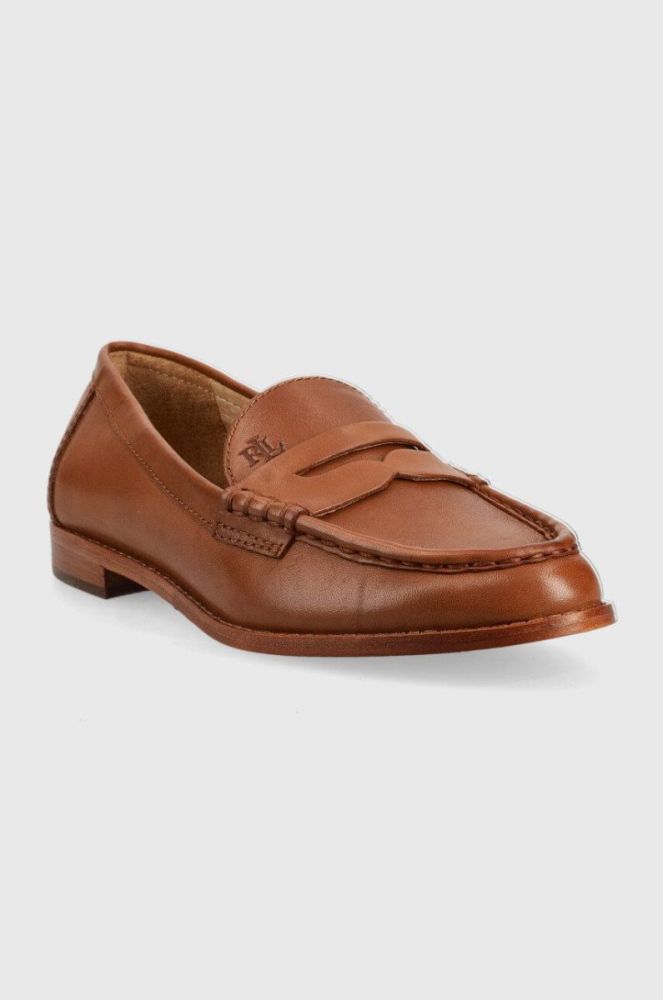 Шкіряні мокасини Lauren Ralph Lauren Wynnie жіночі колір коричневий на плоскому ходу 802875318002 фото 2