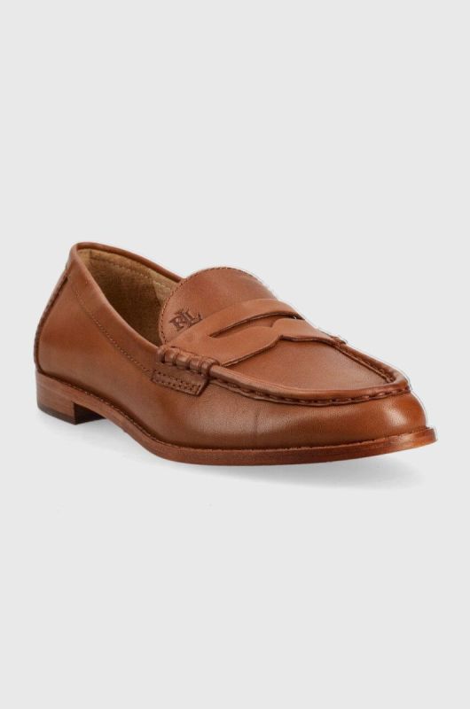 Шкіряні мокасини Lauren Ralph Lauren Wynnie жіночі колір коричневий на плоскому ходу 802875318002 фото 2