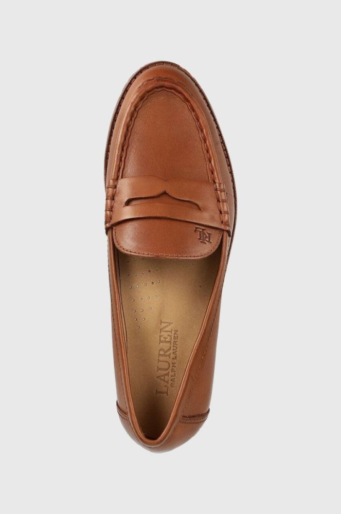 Шкіряні мокасини Lauren Ralph Lauren Wynnie жіночі колір коричневий на плоскому ходу 802875318002 фото 4