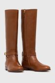 Шкіряні чоботи Lauren Ralph Lauren Brittaney жіночі колір коричневий на плоскому ходу 802876148002
