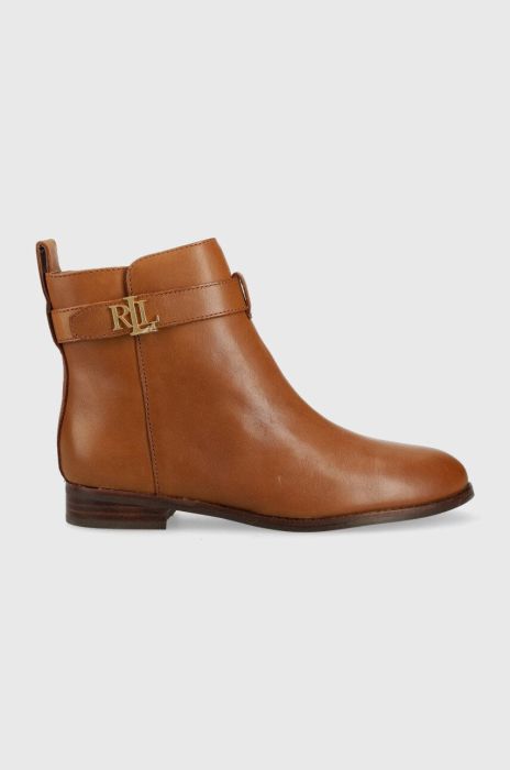 Черевики Lauren Ralph Lauren Burnished Calf Briele жіночі колір коричневий на плоскому ходу 802882390001