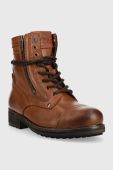 Шкіряні черевики Pepe Jeans Melting Combat Warm W жіночі колір коричневий на плоскому ходу злегка утеплена Шкіряні черевики Pepe Jeans Melting Combat Warm W жіночі колір коричневий на плоскому ходу злегка утеплена