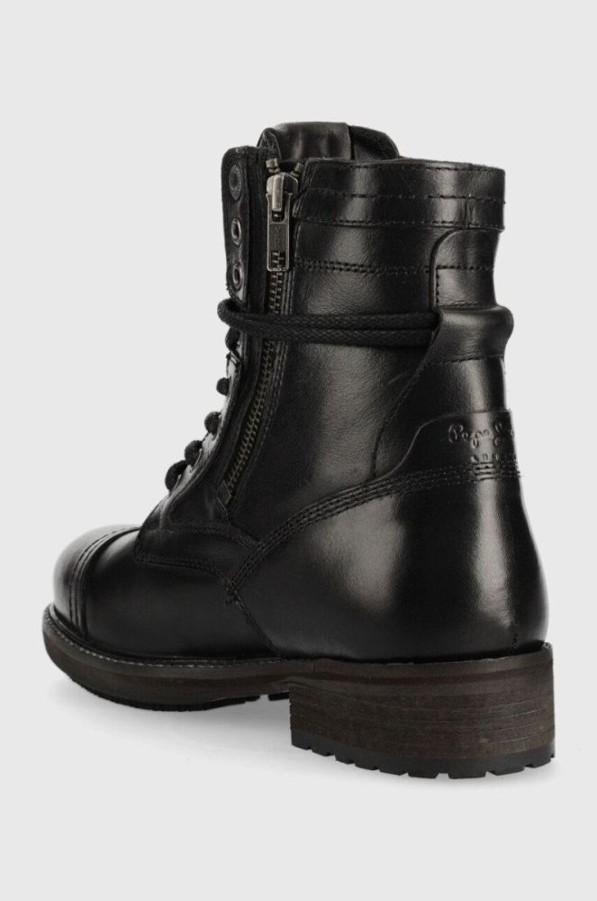 Шкіряні черевики Pepe Jeans Melting Combat Warm W жіночі колір чорний на плоскому ходу фото 3