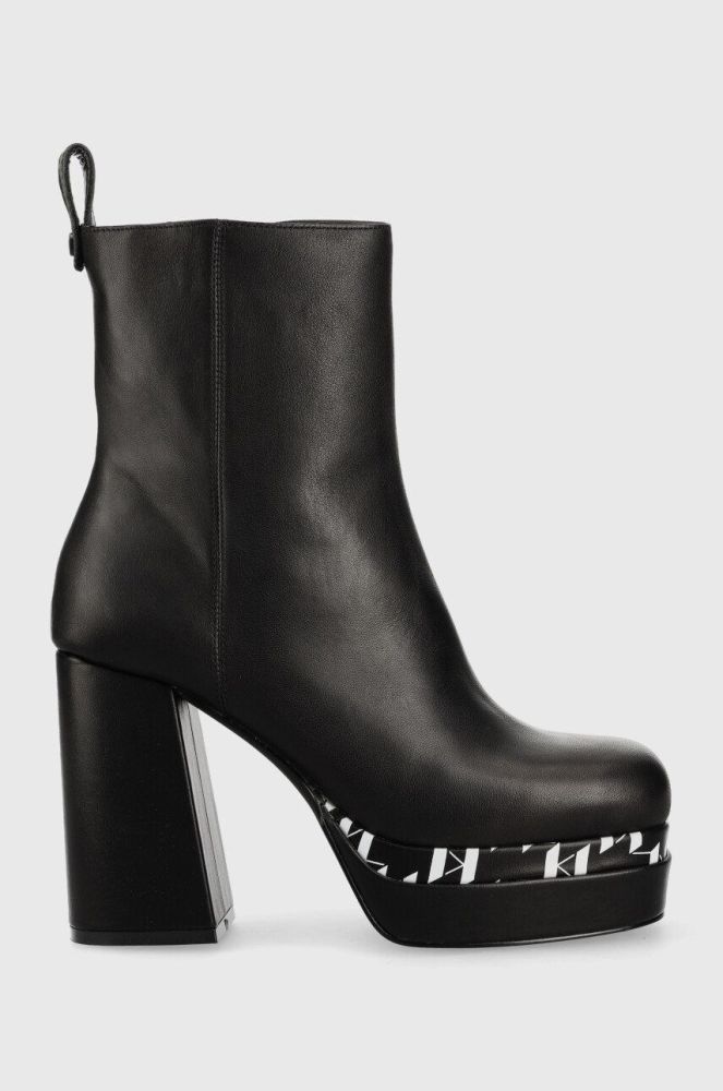 Шкіряні черевики Karl Lagerfeld Strada жіночі колір чорний каблук блок
