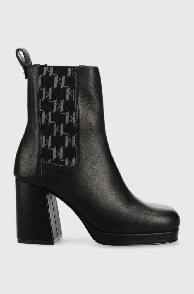 Шкіряні черевики Karl Lagerfeld Lavinia Iii жіночі колір чорний каблук блок