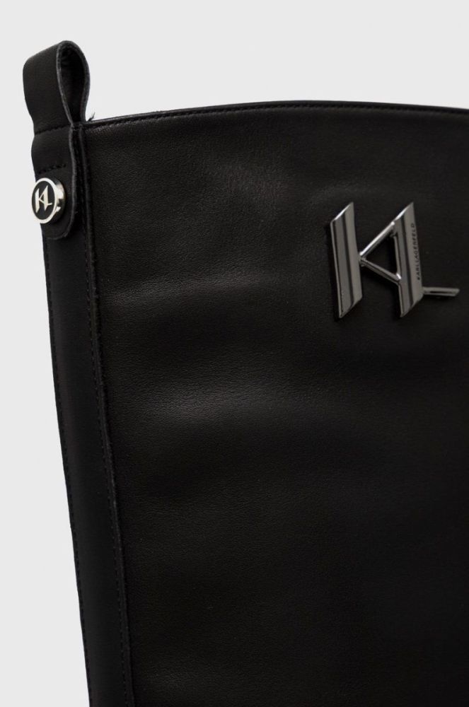 Шкіряні чоботи Karl Lagerfeld Danton жіночі колір чорний на плоскому ходу злегка утеплена фото 5