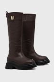 Шкіряні чоботи Karl Lagerfeld Danton жіночі колір коричневий на платформі