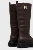 Шкіряні чоботи Karl Lagerfeld Danton жіночі колір коричневий на платформі