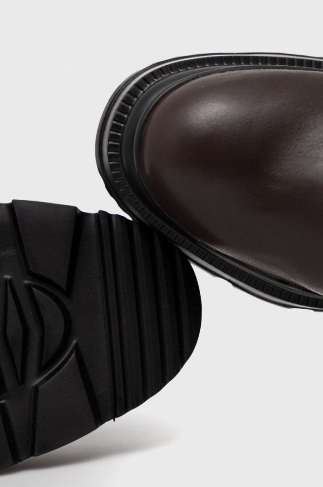 Шкіряні чоботи Karl Lagerfeld Danton жіночі колір коричневий на платформі фото 4