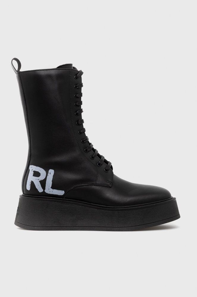 Шкіряні черевики Karl Lagerfeld Zephyr жіночі колір чорний на платформі (2606591)