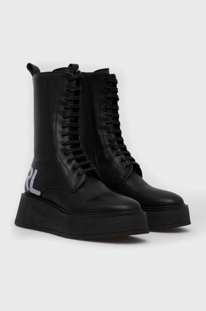 Шкіряні черевики Karl Lagerfeld Zephyr жіночі колір чорний на платформі (2606591) фото 2