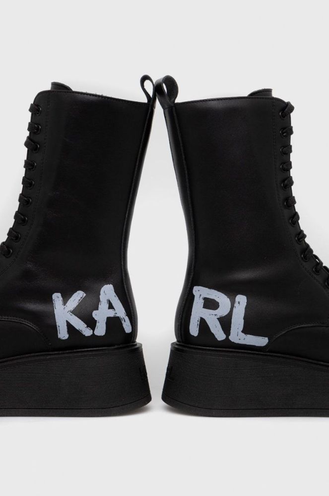 Шкіряні черевики Karl Lagerfeld Zephyr жіночі колір чорний на платформі (2606591) фото 4