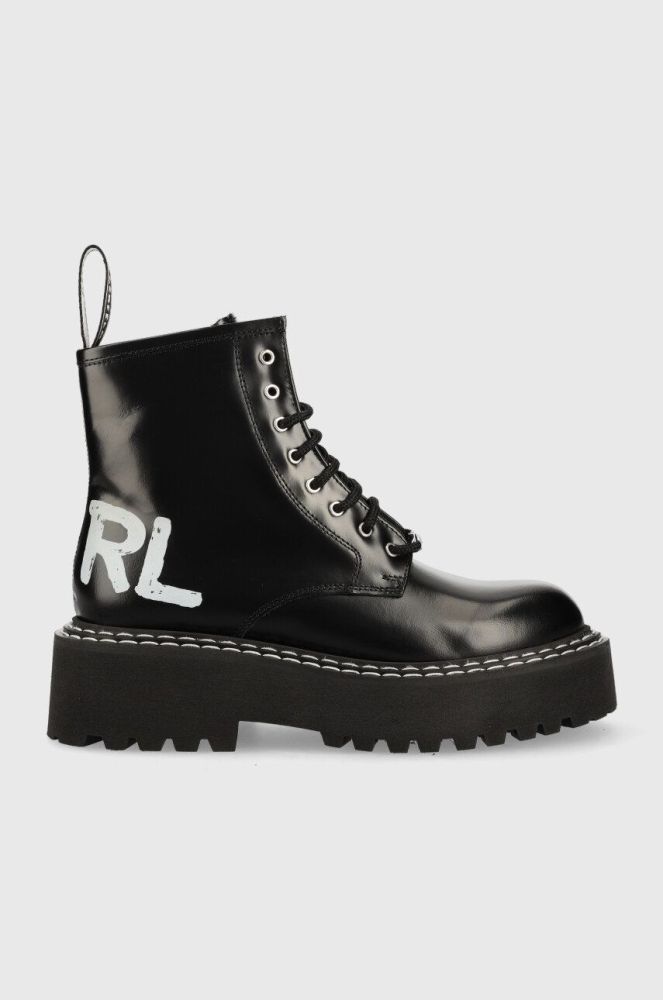 Шкіряні черевики Karl Lagerfeld Patrol Ii жіночі колір чорний на платформі (2738213)