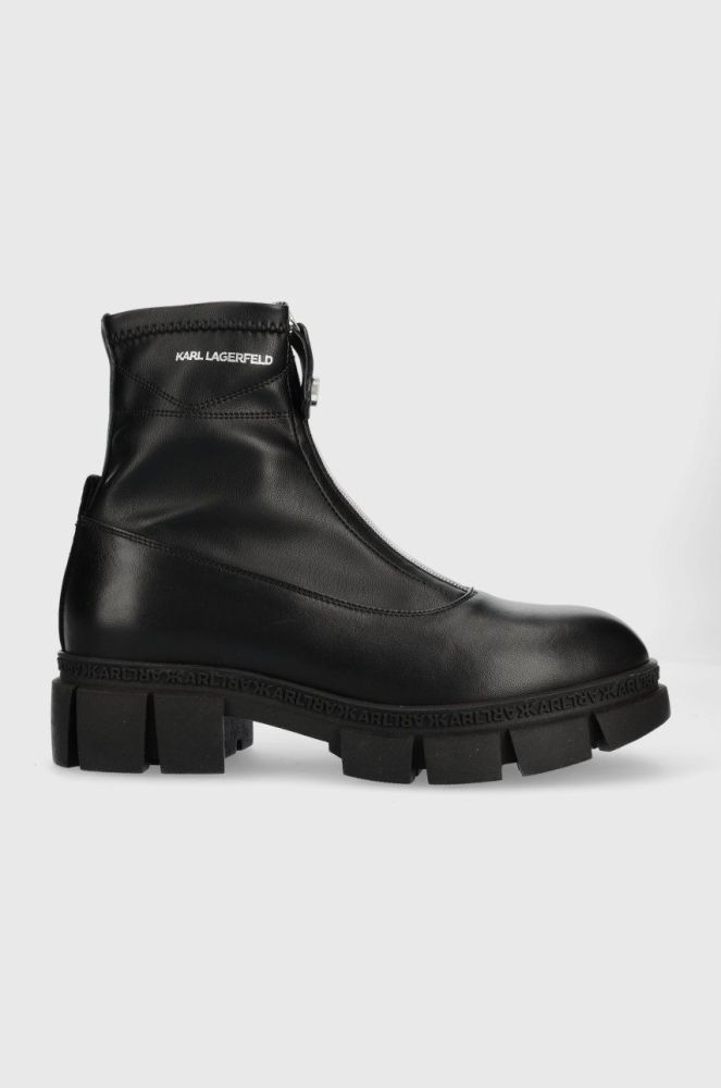 Шкіряні черевики Karl Lagerfeld Aria жіночі колір чорний на плоскому ходу (2557068)