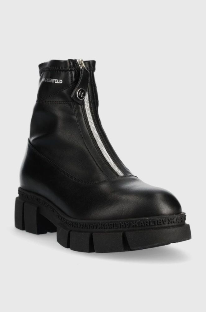 Шкіряні черевики Karl Lagerfeld Aria жіночі колір чорний на плоскому ходу (2557068) фото 2