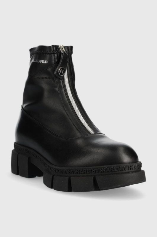Шкіряні черевики Karl Lagerfeld Aria жіночі колір чорний на плоскому ходу (2557068) фото 2
