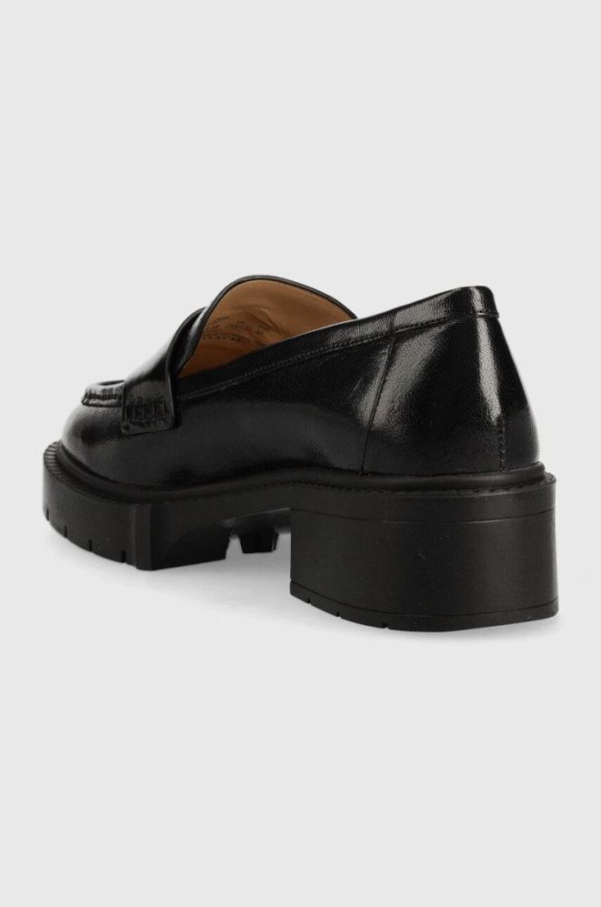 Шкіряні мокасини Coach Leah Loafer жіночі колір чорний на платформі CB990 фото 3