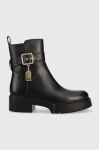 Шкіряні черевики Coach Lacey Leather Bootie жіночі колір чорний на платформі CB995 Шкіряні черевики Coach Lacey Leather Bootie жіночі колір чорний на платформі CB995