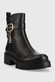 Шкіряні черевики Coach Lacey Leather Bootie жіночі колір чорний на платформі CB995