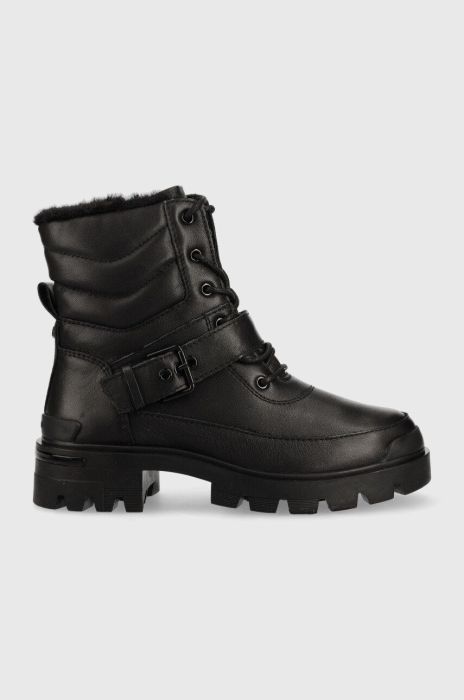 Шкіряні черевики Aldo Alpa жіночі колір чорний на платформі утеплене