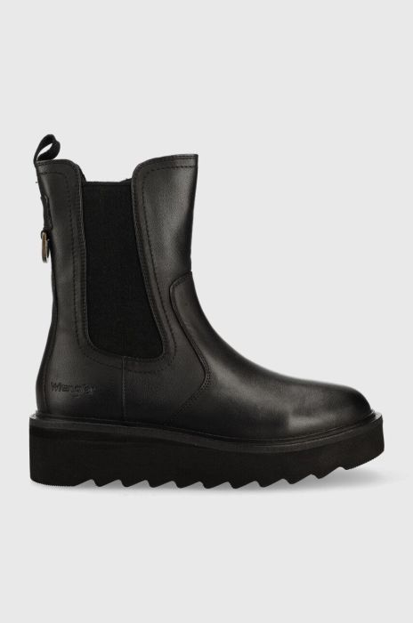 Шкіряні черевики Wrangler Jane Chelsea жіночі колір чорний на платформі