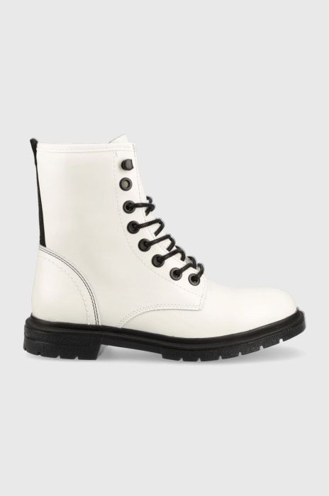 Шкіряні черевики Wrangler Spike Mid жіночі колір білий на плоскому ходу