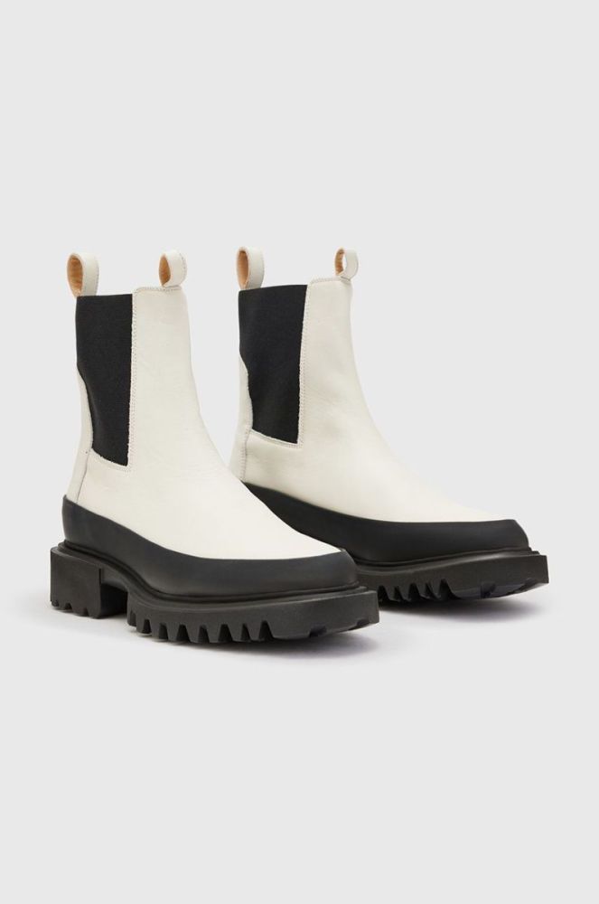 Шкіряні черевики AllSaints Harlee жіночі колір бежевий на плоскому ходу фото 3