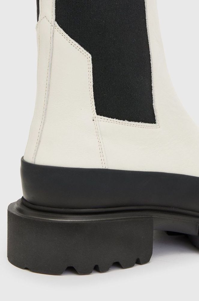Шкіряні черевики AllSaints Harlee жіночі колір бежевий на плоскому ходу фото 4