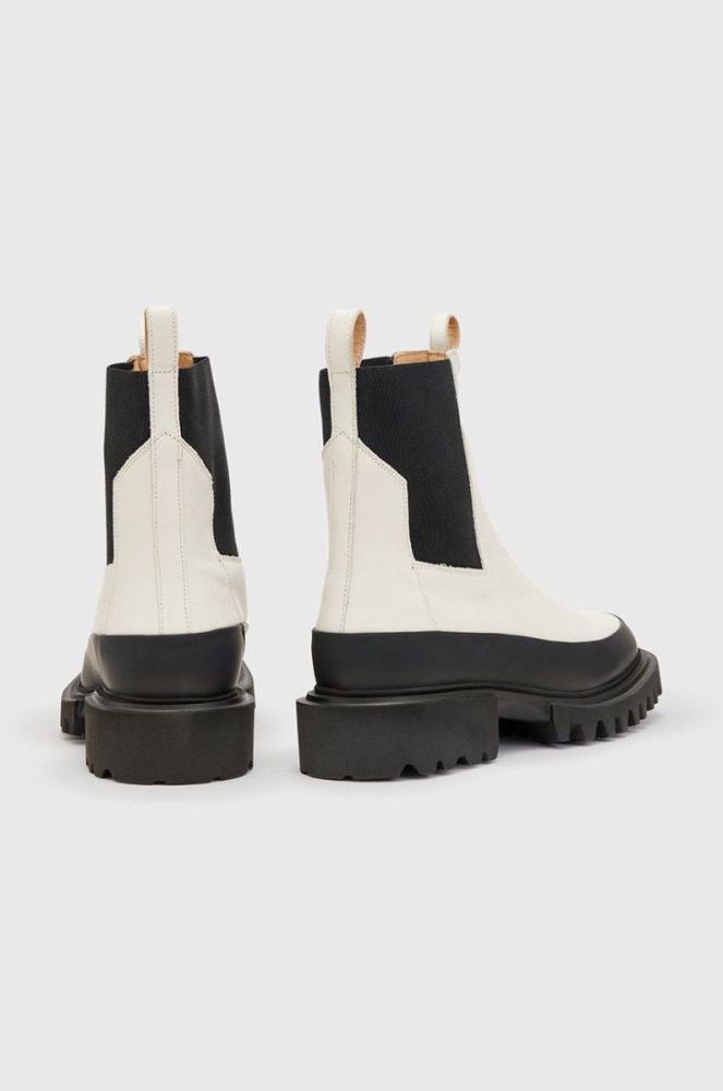 Шкіряні черевики AllSaints Harlee жіночі колір бежевий на плоскому ходу фото 5
