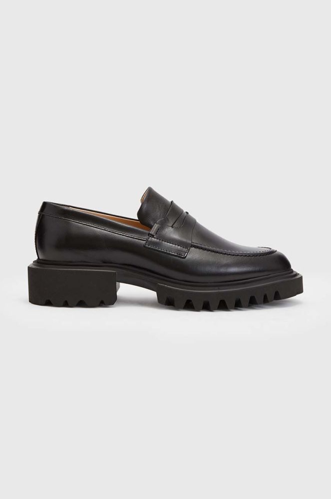 Шкіряні мокасини AllSaints Lola Loafer жіночі колір чорний на платформі