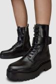 Шкіряні черевики AllSaints Onyx жіночі колір чорний на плоскому ходу Шкіряні черевики AllSaints Onyx жіночі колір чорний на плоскому ходу