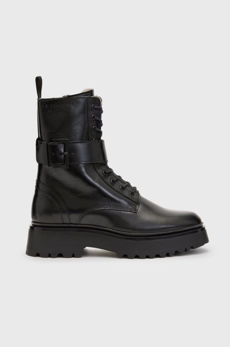 Шкіряні черевики AllSaints Onyx жіночі колір чорний на плоскому ходу Шкіряні черевики AllSaints Onyx жіночі колір чорний на плоскому ходу