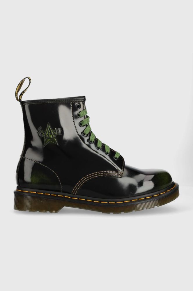 Шкіряні черевики Dr. Martens 1460 The Clash жіночі колір чорний на плоскому ходу DM28000342-black