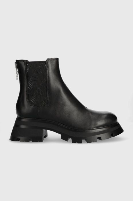 Черевики Dkny Sasha жіночі колір чорний на плоскому ходу Черевики Dkny Sasha жіночі колір чорний на плоскому ходу