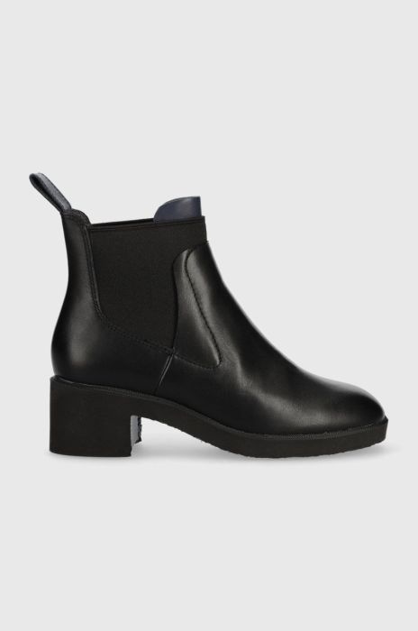 Шкіряні черевики Camper Wonder жіночі колір чорний каблук блок