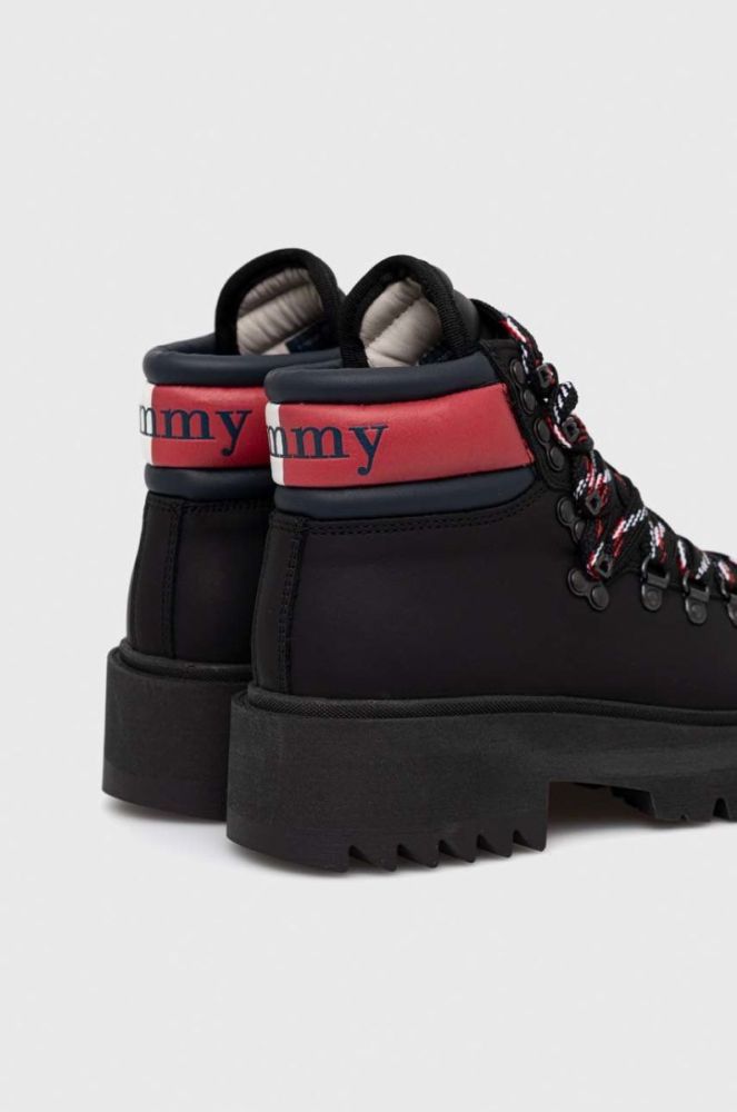 Шкіряні черевики Tommy Jeans жіночі колір чорний на платформі фото 3