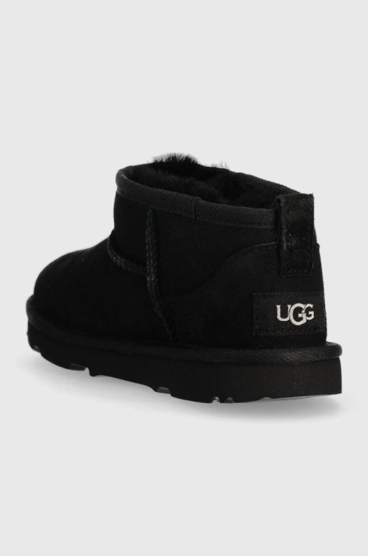 Дитячі замшеві чоботи UGG Classic Ultra Mini колір чорний фото 3